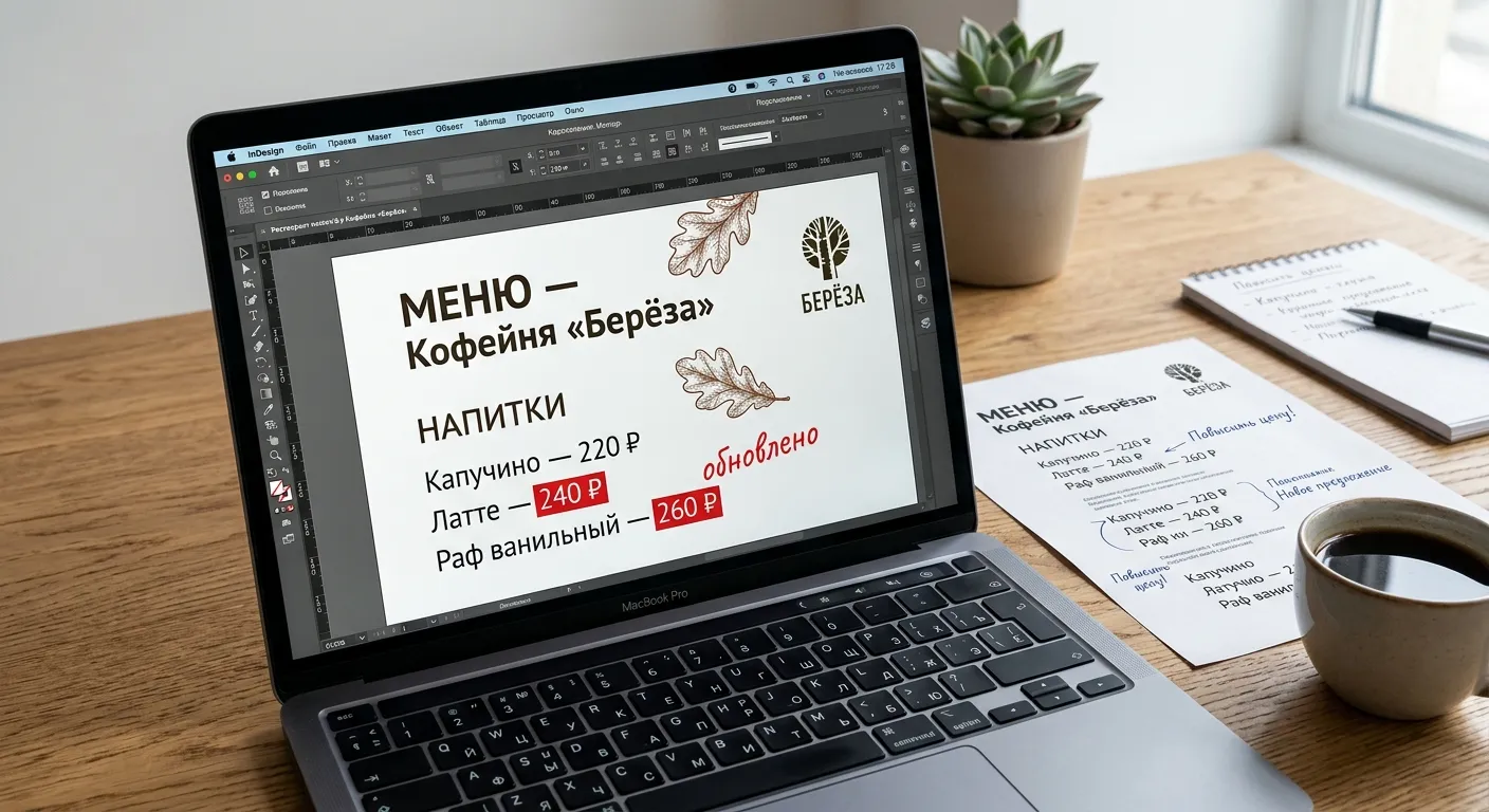 Обновление меню