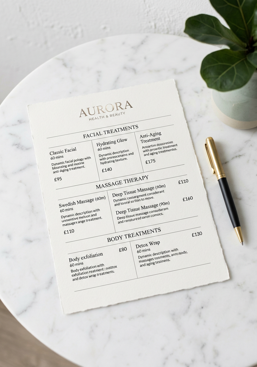 Дизайн прайс-листа